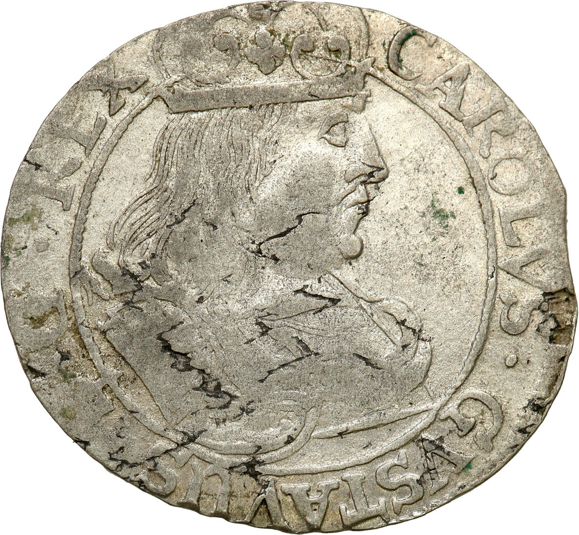Karol X Gustaw. Szóstak (6 groszy) 1658, Elbląg - okupacja szwedzka - RZADKI